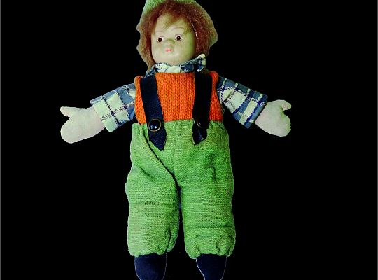 Wózek dla lalek oraz lalka typu „bebe”, 1 poł. XX w.